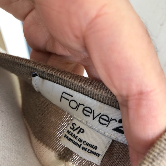 Cream and tan colored open cardigan - Picture 3 of 4